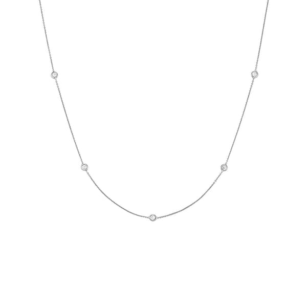 Bezel Set Delicate Beaded Chain Necklace