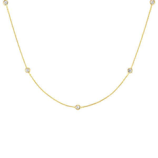 Bezel Set Delicate Beaded Chain Necklace