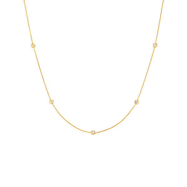 Bezel Set Delicate Beaded Chain Necklace