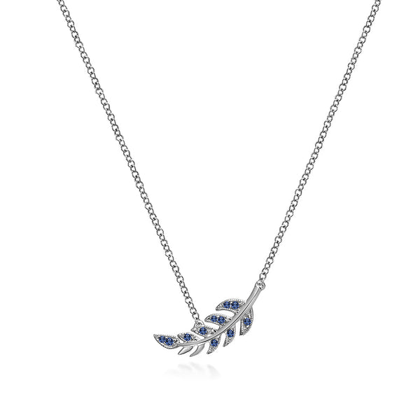 Couture Botanical Foliage Lab Grown Sapphire Necklace