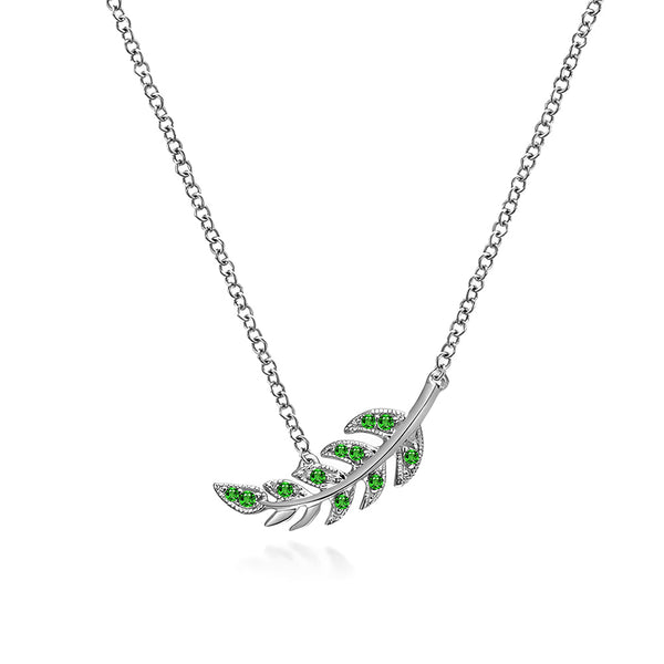 Couture Botanical Foliage Lab Grown Emerald Necklace And Earring Set