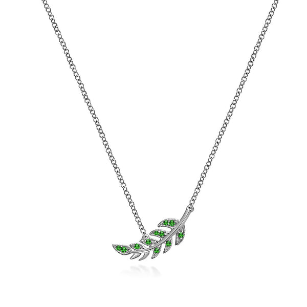 Couture Botanical Foliage Lab Grown Emerald Necklace And Earring Set