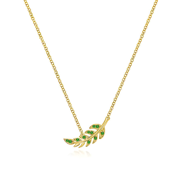 Couture Botanical Foliage Lab Grown Emerald Necklace