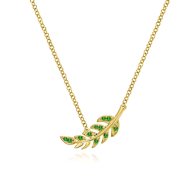 Couture Botanical Foliage Lab Grown Emerald Necklace And Earring Set