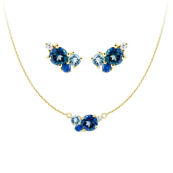 Ocean Breeze Cluster Necklace And Earrings Set