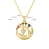 Custom Birthstone "Mom Forever" Tree of Life Necklace with Heart Pendant