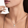 Freshwater Pearl Pendant Necklace with Diamond Floral Halo