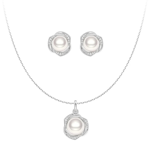 Freshwater Pearl Pendant Necklace And Earrings Set