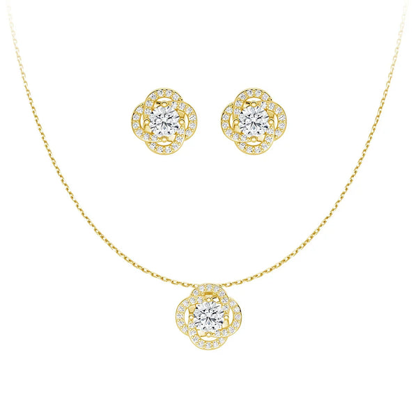 Radiating Sunburst Moissanite Necklace And Stud Earrings Set