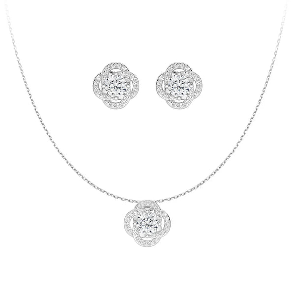 Radiating Sunburst Moissanite Necklace And Stud Earrings Set