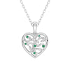Asymmetrical Vine Motif Lab Grown Emerald Heart Necklace