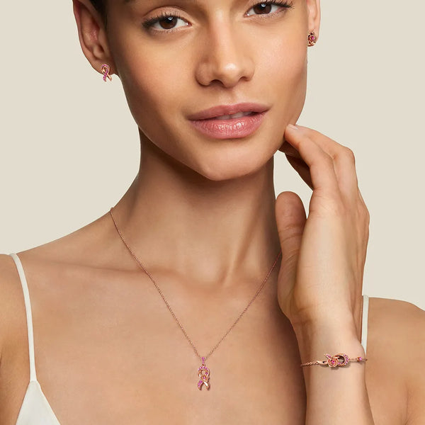 "Blossom Of Hope" Pink Ribbon Breast Cancer Awareness Bracelet