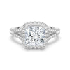 Halo Princess Cut Moissanite Engagement Ring With Split Band