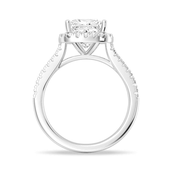 Halo Princess Cut Moissanite Engagement Ring With Split Band