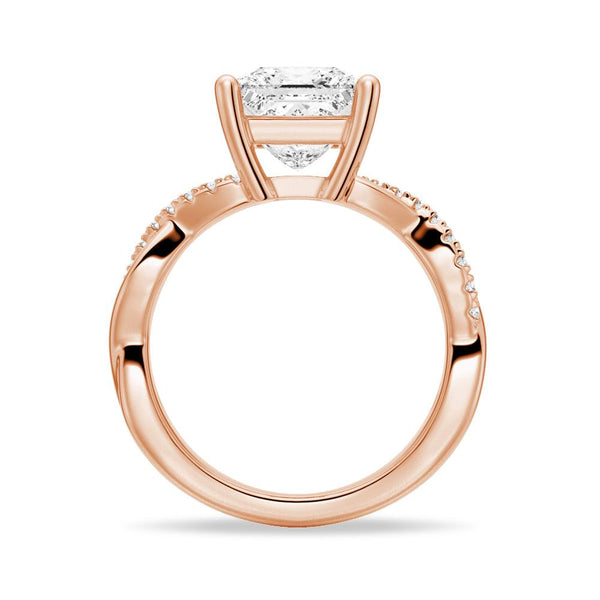 Twist Band Princess Cut Moissanite Couple's Ring Set with Men's Wedding Band