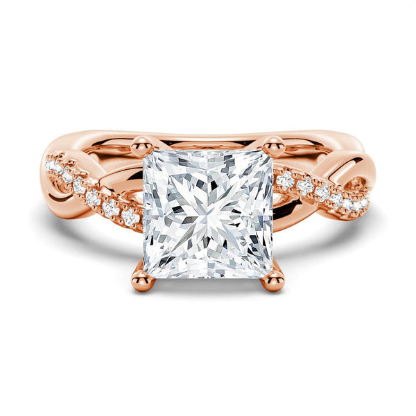 Twisted Band Princess Cut Moissanite Engagement Ring