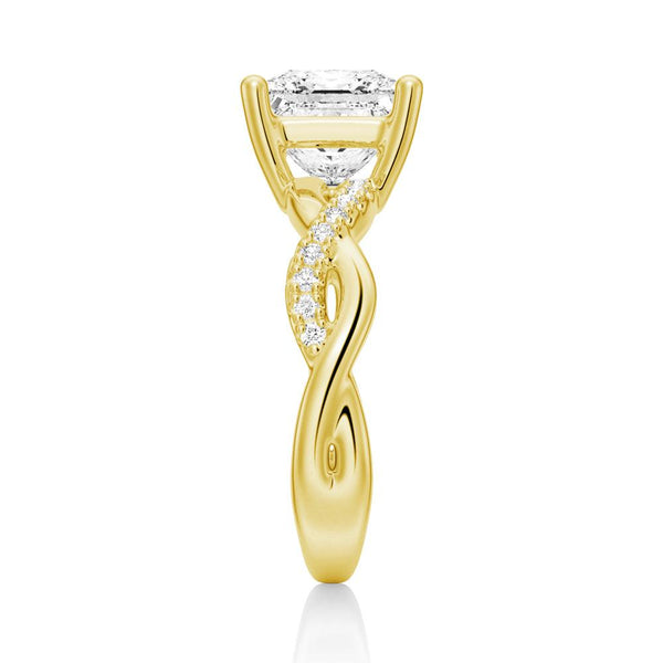 Twist Band Princess Cut Moissanite Ring Set with Matching Wedding Band