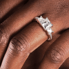 Three Stone Princess Shaped Moissanite Engagement Ring
