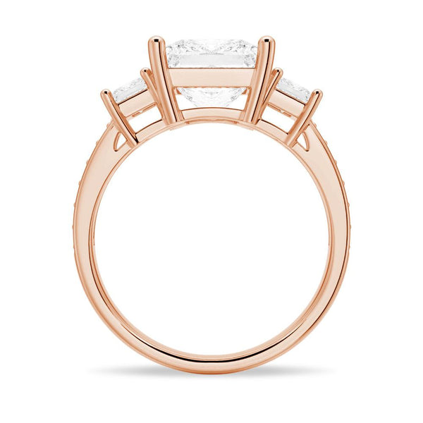 Three Stone Princess Shaped Moissanite Engagement Ring
