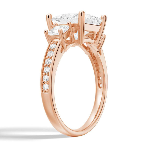 Three Stone Princess Shaped Moissanite Engagement Ring