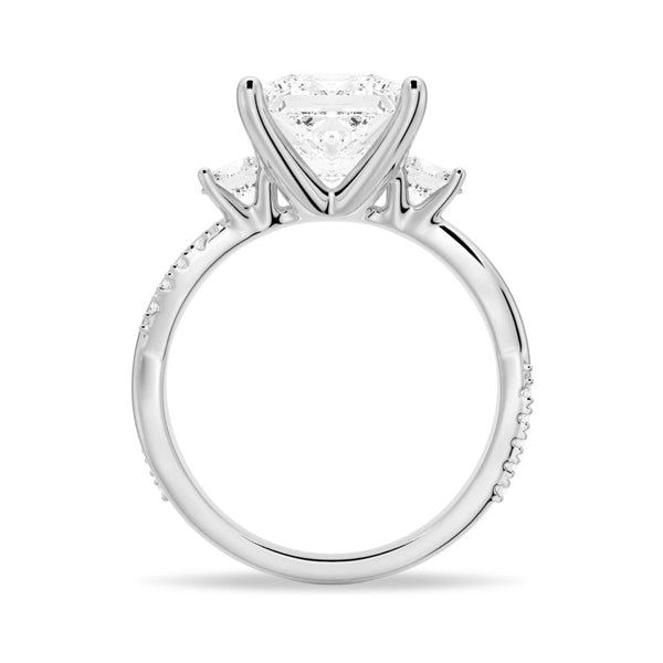 Twisted Band Princess CutThree Stone Moissanite Engagement Ring