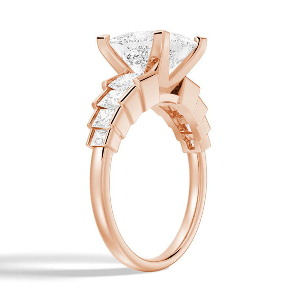 Unique Cinderella Staircase Princess Cut Moissanite Engagement Ring