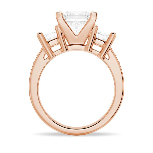 Princess Shaped Three Stone Moissanite Engagement Ring