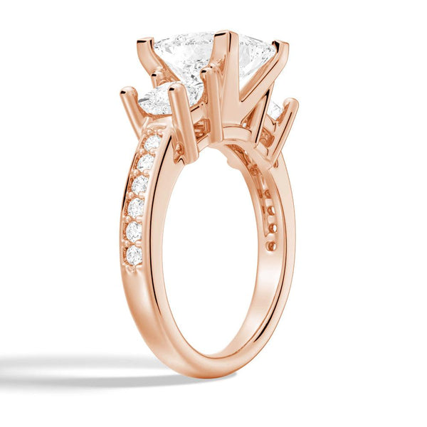 Princess Shaped Three Stone Moissanite Engagement Ring