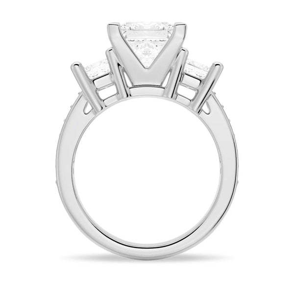 Princess Shaped Three Stone Moissanite Engagement Ring