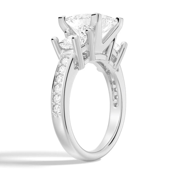 Princess Shaped Three Stone Moissanite Engagement Ring