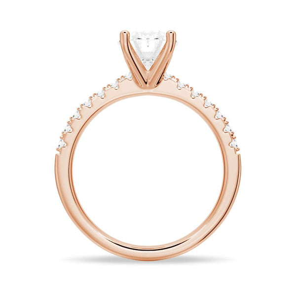 Petite Micropavé Oval Shaped Moissanite Engagement Ring