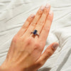 3 CT. Side Stone Lab Grown Sapphire Engagement Ring With Hidden Halo
