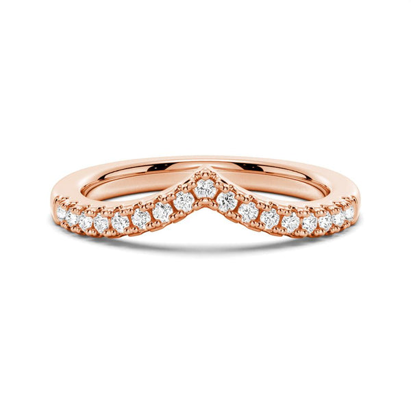 Unique Heart V Shaped Moissanite Wedding Band