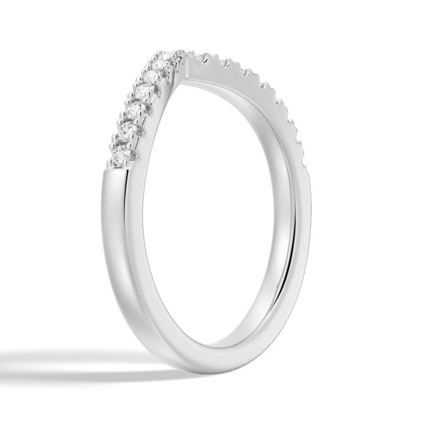 Unique Heart V Shaped Moissanite Wedding Band