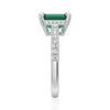 3 CT. Side Stone Lab Grown Emerald Engagement Ring With Hidden Halo