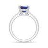 3 CT. Side Stone Lab Grown Sapphire Engagement Ring With Hidden Halo