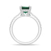3 CT. Side Stone Lab Grown Emerald Engagement Ring With Hidden Halo