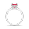 3 CT. Side Stone Lab Grown Ruby Engagement Ring With Hidden Halo