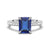 3 CT. Side Stone Lab Grown Sapphire Engagement Ring With Hidden Halo