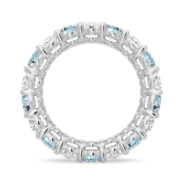 6.6 CT. Lab Grown White Sapphire with Aquamarine Gemstone Band