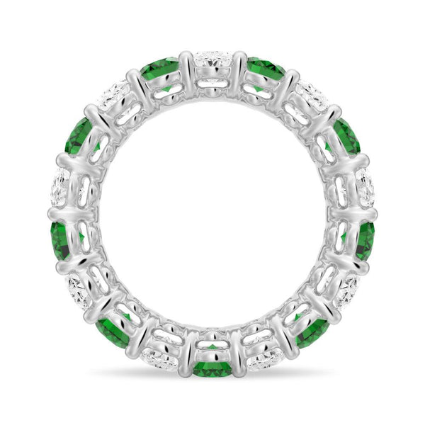 6.6 CT. Lab Grown White Sapphire withGreen Emerald Gemstone Band