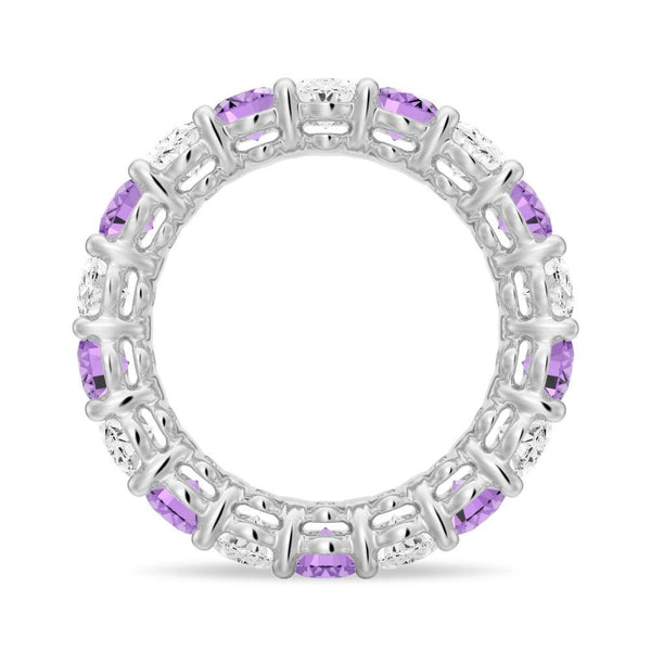 6.6 CT. Lab Grown White Sapphire with PurpleAmethystGemstone Band