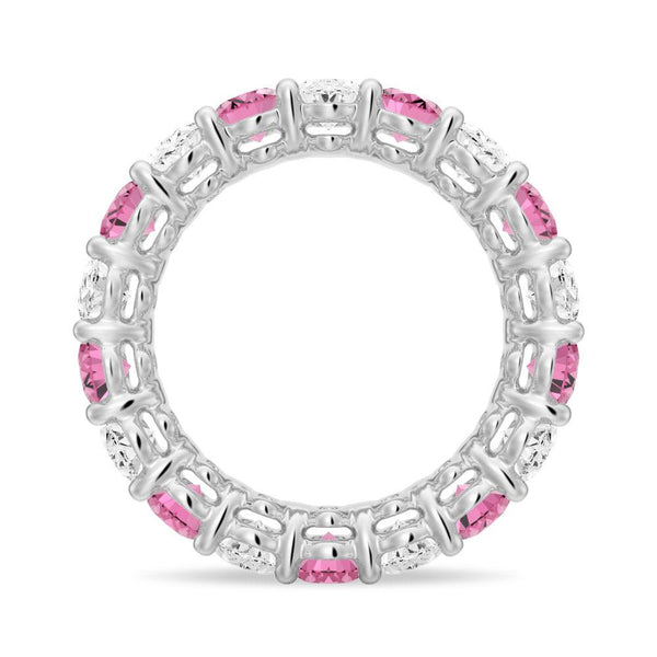 6.6 CT. Lab Grown White Sapphire withPink Tourmaline Gemstone Band