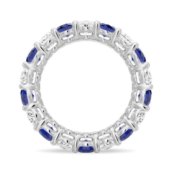 6.6 CT. Lab Grown White Sapphire withBlue Sapphire Gemstone Band