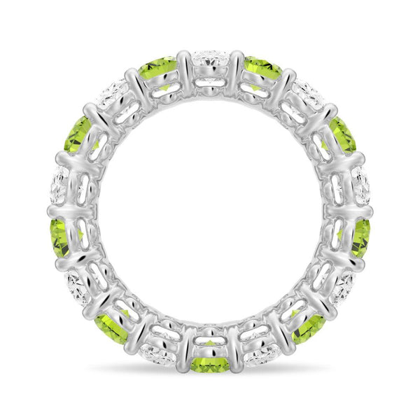 6.6 CT. Lab Grown White Sapphire with Green Peridot Gemstone Band