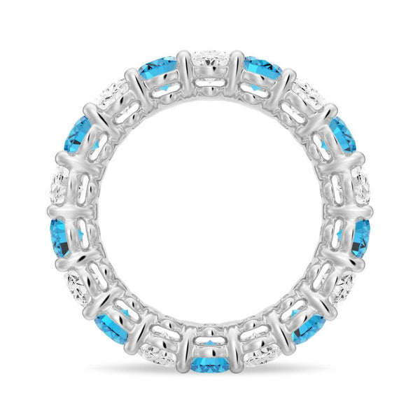 6.6 CT. Lab Grown White Sapphire withBlue Topaz Gemstone Band