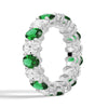 6.6 CT. Lab Grown White Sapphire withGreen Emerald Gemstone Band