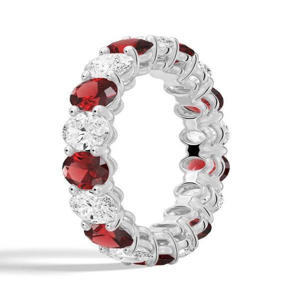 6.6 CT. Lab Grown White Sapphire with Garnet Gemstone Band