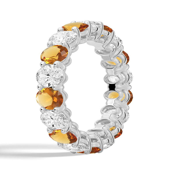 6.6 CT. Lab Grown White Sapphire with Citrine Gemstone Band