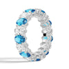 6.6 CT. Lab Grown White Sapphire withBlue Topaz Gemstone Band